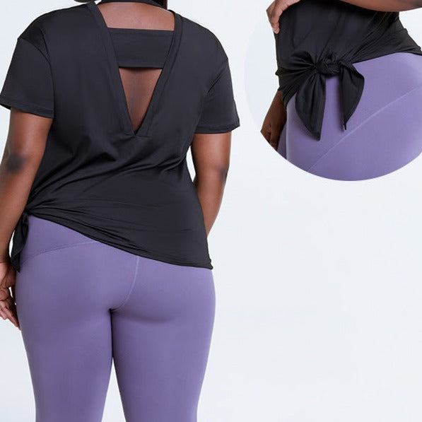 Activewear Workout Tops Women Side Split Back Yoga Shirt