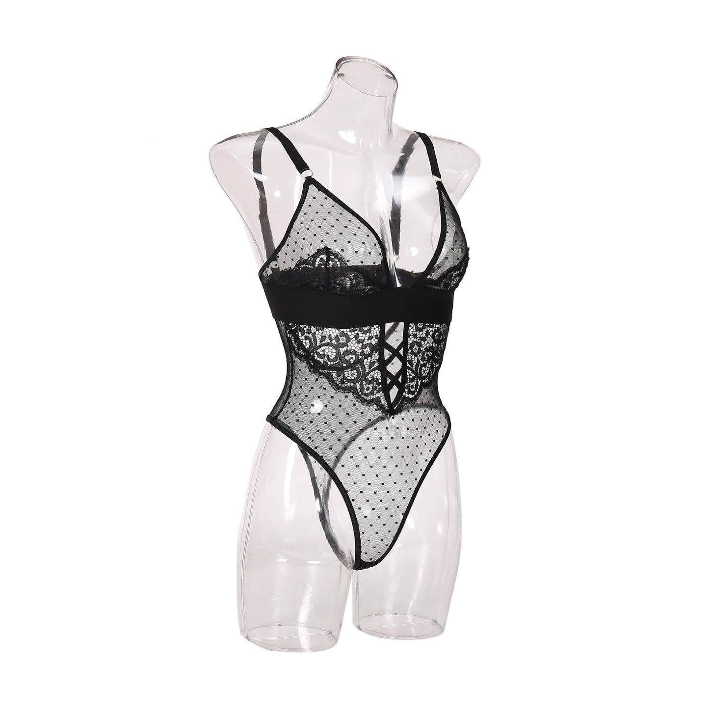 Mesh Stitching Tied Sleeveless Jumpsuit Women