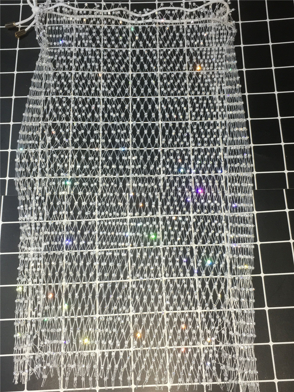 Women's Mesh Solid Diamond Skirt