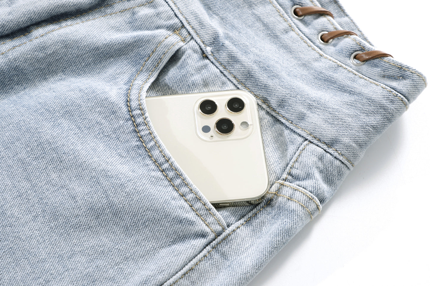 High Waisted Wide Leg Denim Shorts