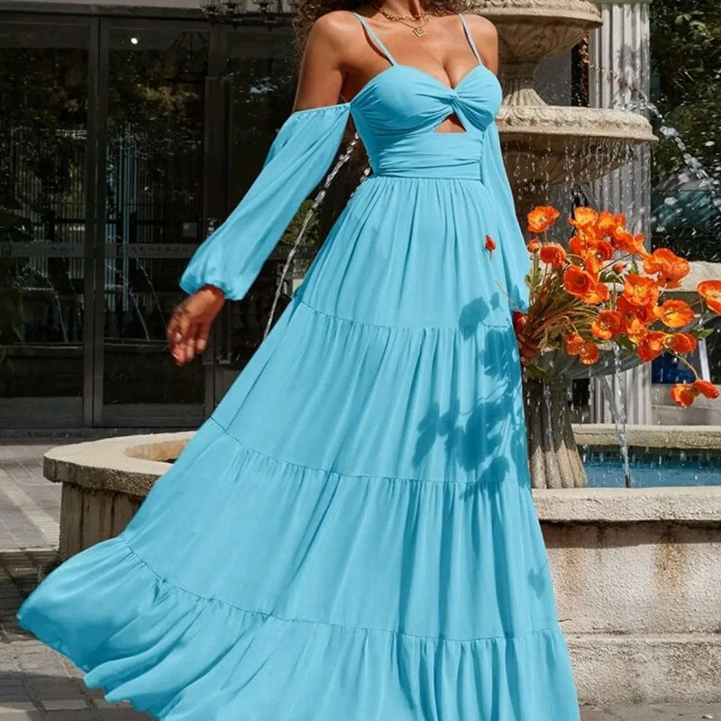 Women's Fashion Long Sleeve Suspender Dress