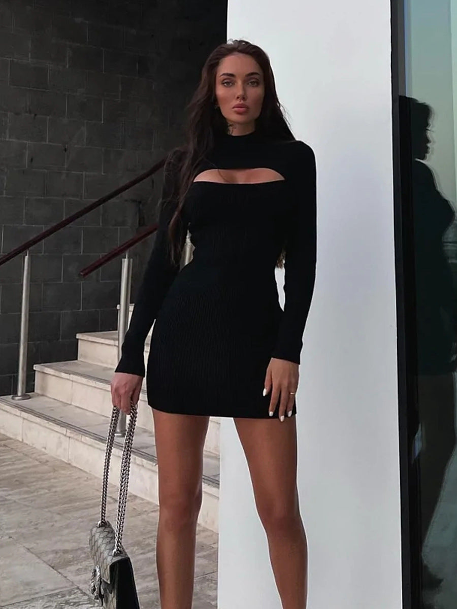 Skinny Short Long Sleeve Knitted Dress
