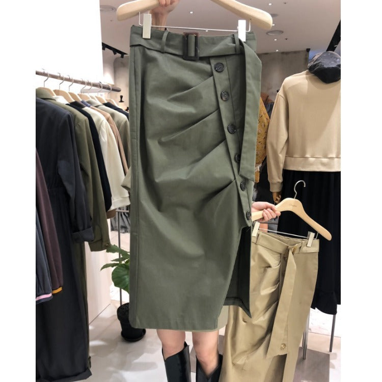 High Waist Everything Matching Temperament Package Hip Mid-length Half Skirt