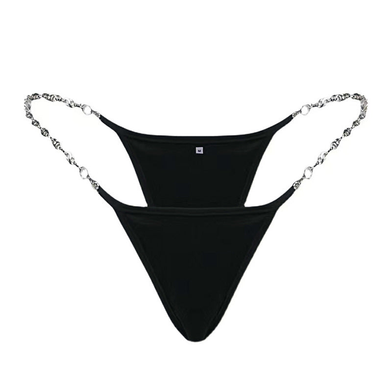 T-shaped Trendy Metal Chain Transparent Lace Personality T Underwear