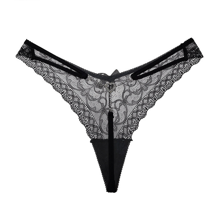 T-shaped Trendy Metal Chain Transparent Lace Personality T Underwear