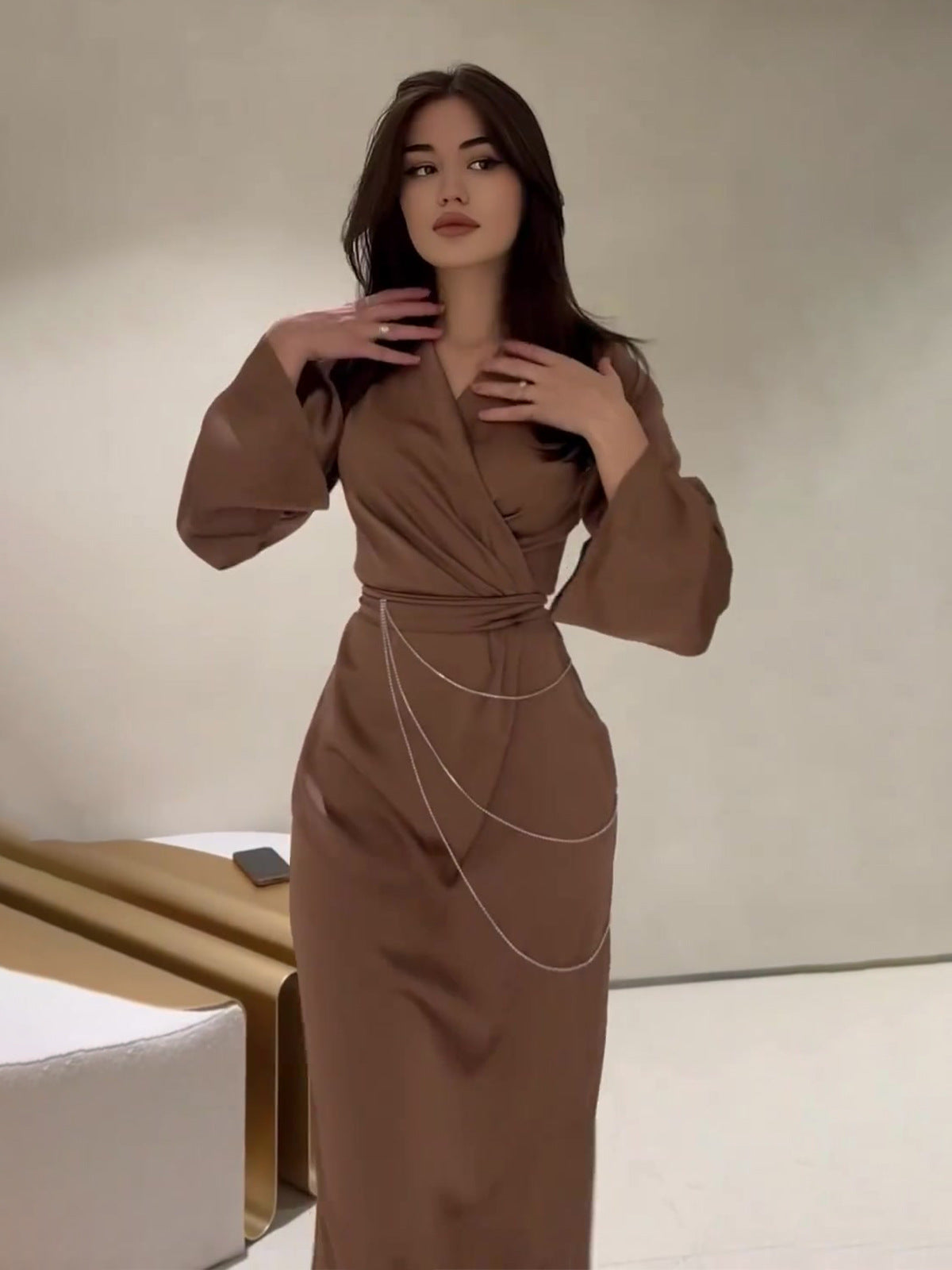 Women's Clothing Temperament Long Waist Dress