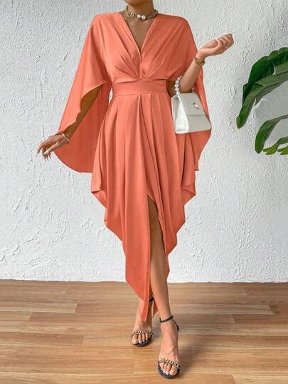 Women's Cloak Pleated Wave Dress