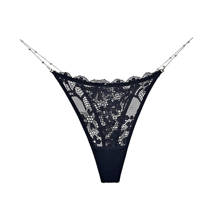 T-shaped Trendy Metal Chain Transparent Lace Personality T Underwear