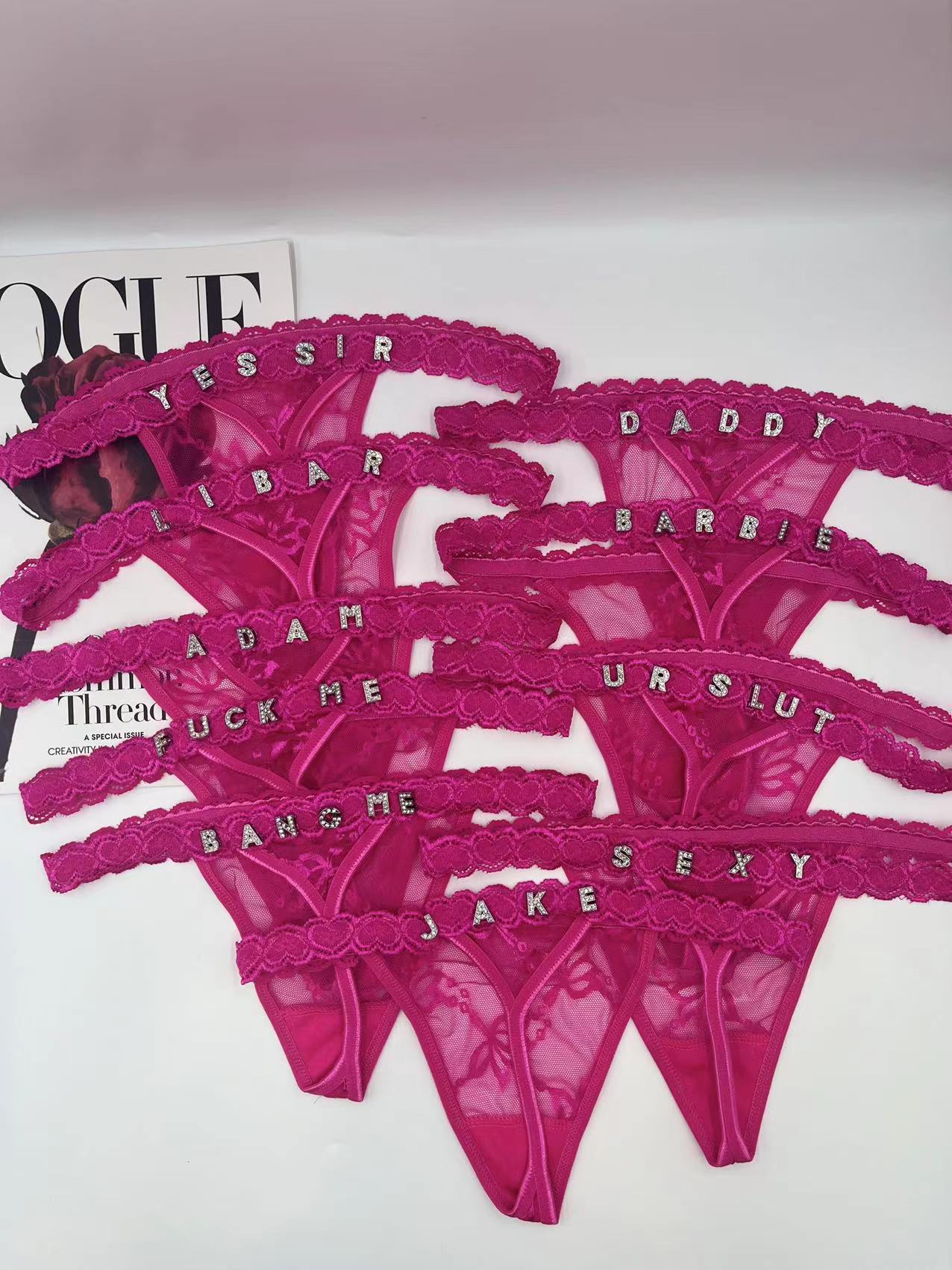 Women's T-back Letters Diamond Decorations Embroidery Love