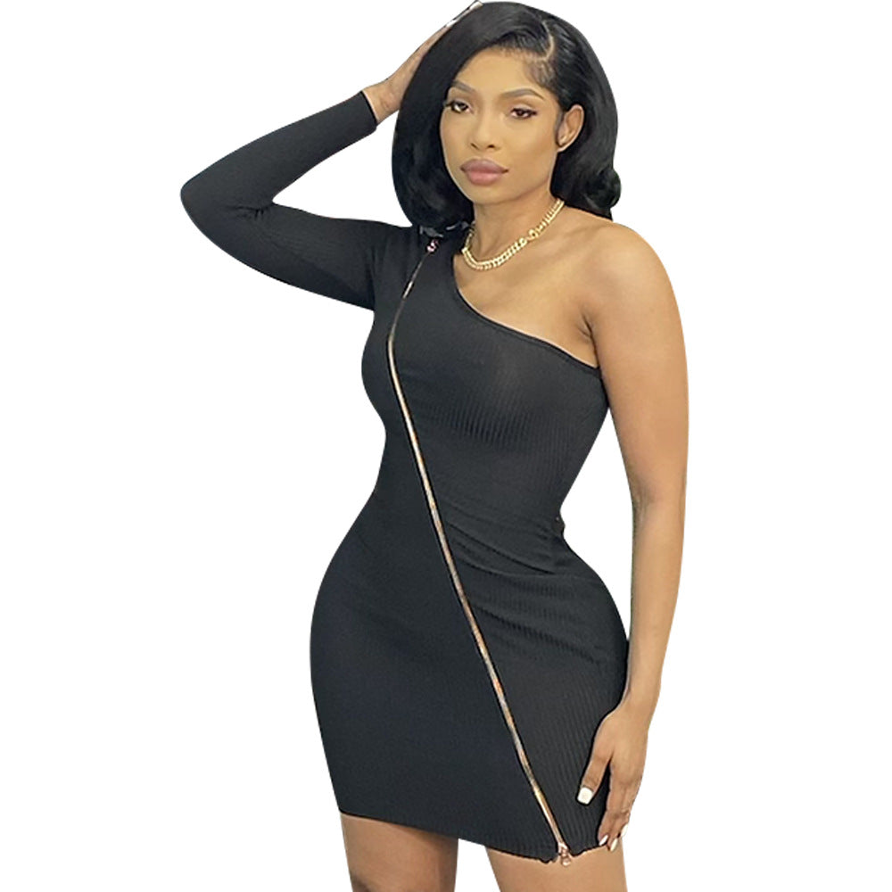 Thread Irregular Single Sleeve Dress