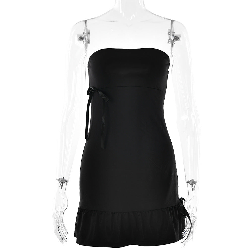 Women's Elegant Boat-neck Bandeau Slim-fit Splicing Skirt