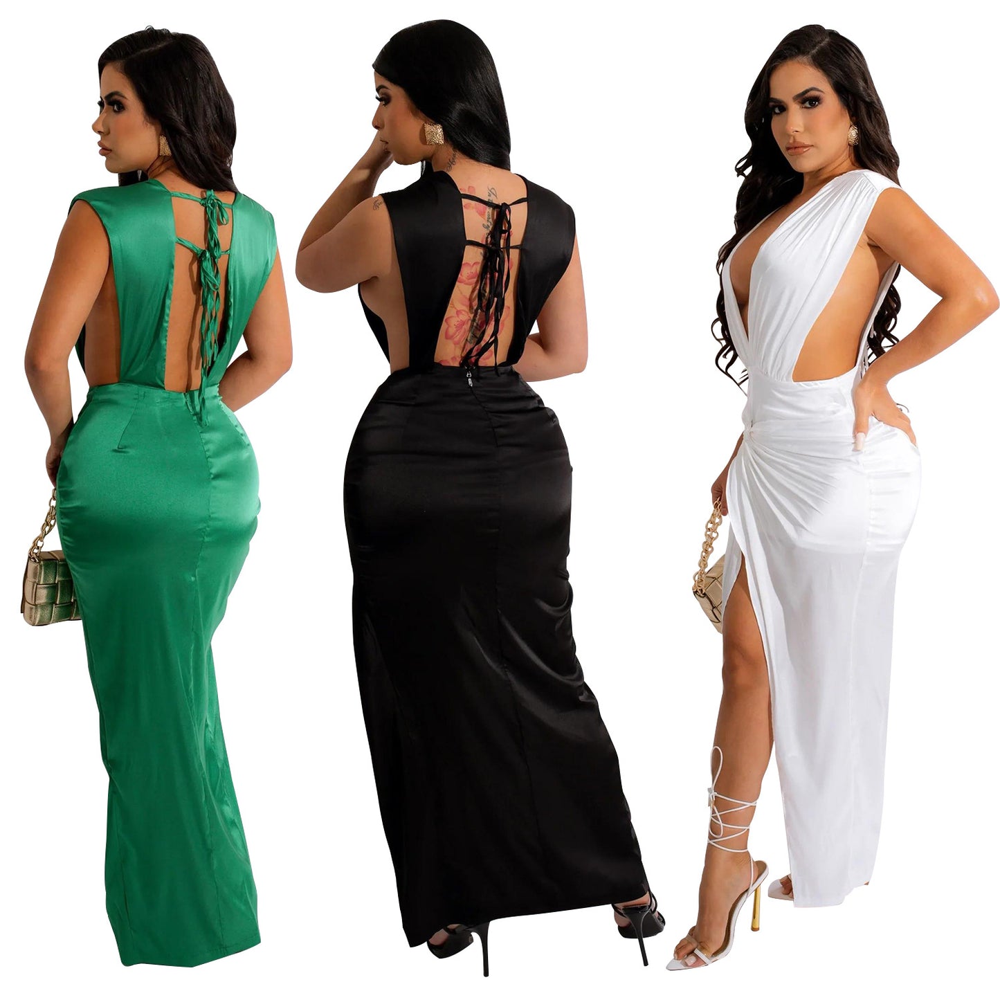 Women's V-neck Hollow Lace-up Sleeveless Dress