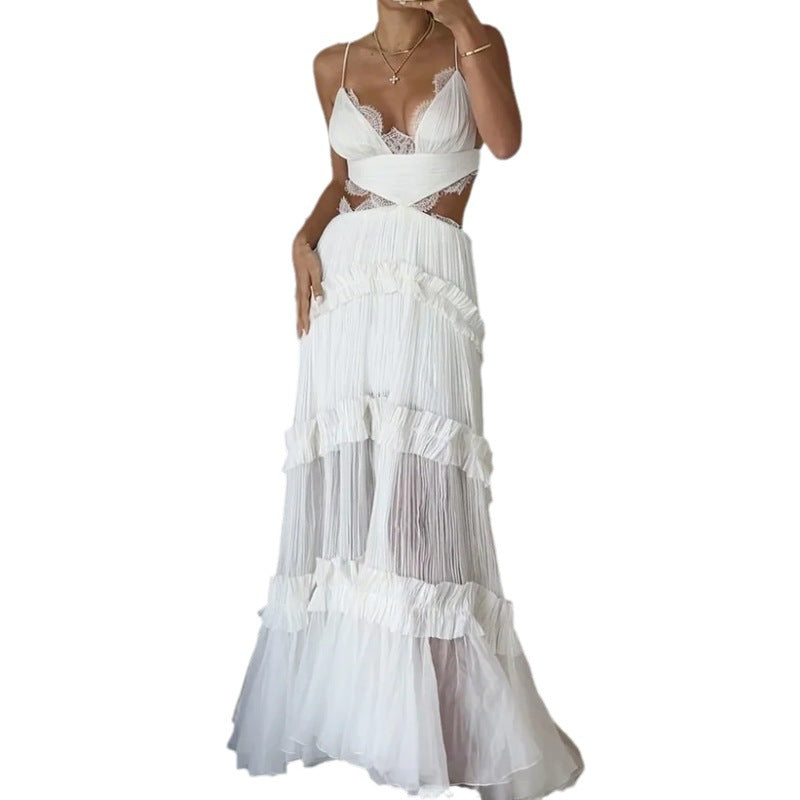 Ladies Long Dress Summer Fashion Casual Solid Color