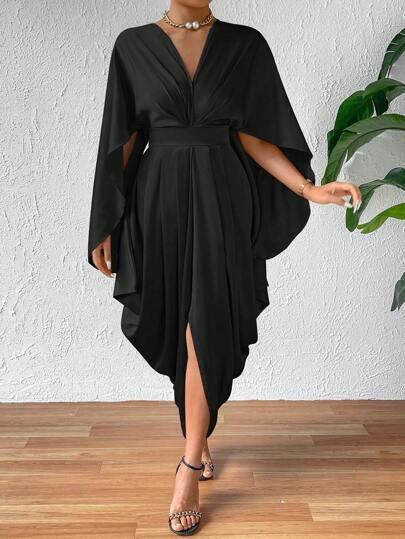 Women's Cloak Pleated Wave Dress