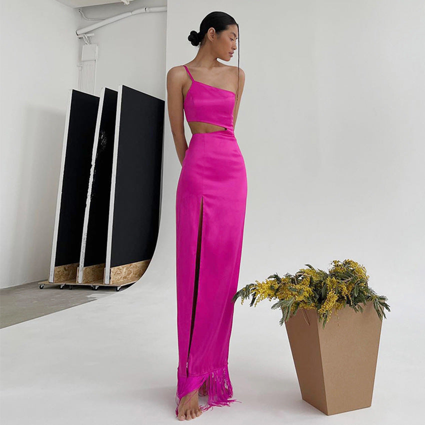 Women's Fashion Elegant Asymmetry Niche Tassel Dress
