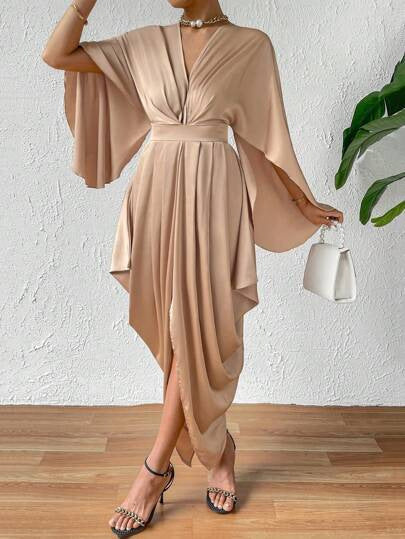 Women's Cloak Pleated Wave Dress