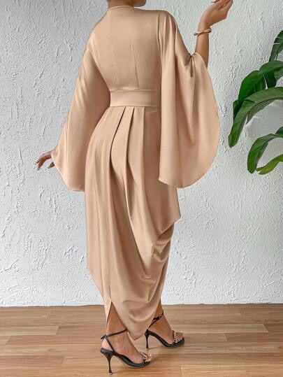 Women's Cloak Pleated Wave Dress