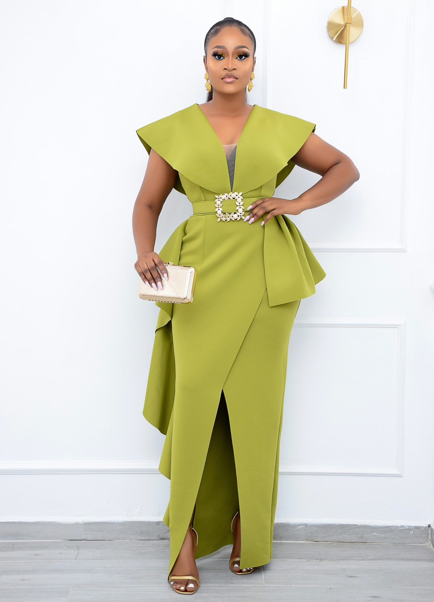 Slim Fit Irregular Long Dress High Waist Dress