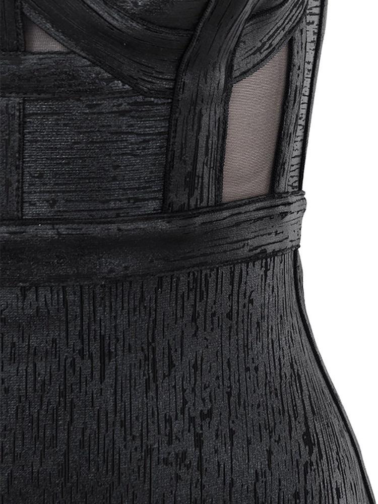 Halter Tight-fitting Black Hot Glue Bandage Dress