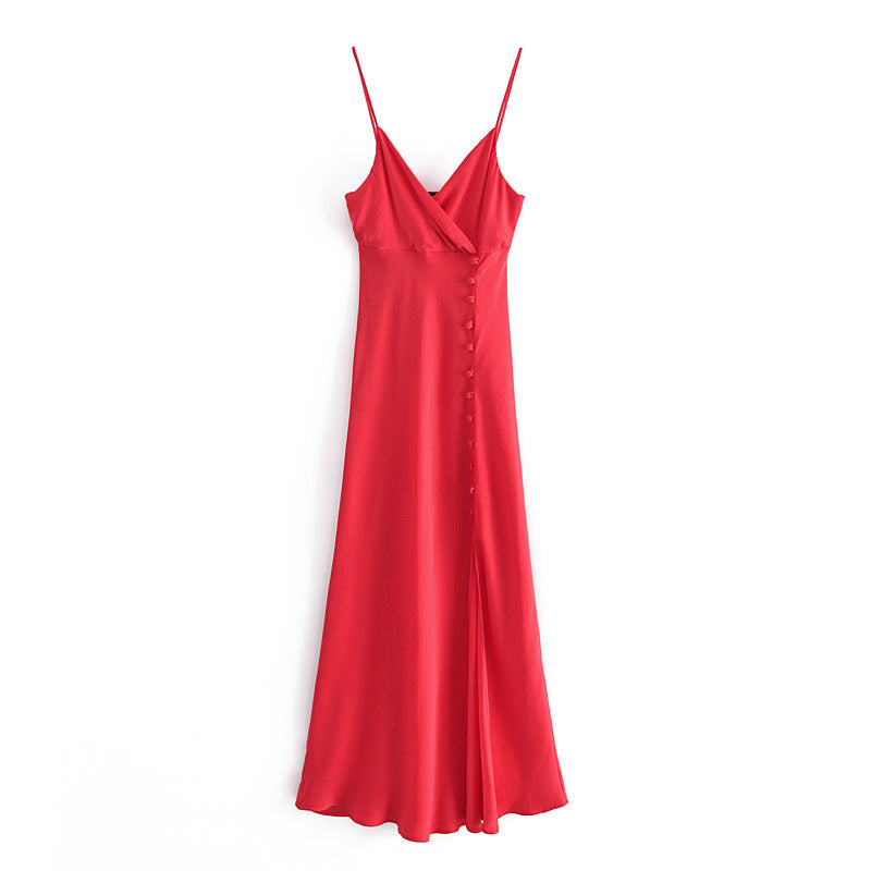 Satin Texture With Black Buttons And Underwear Style