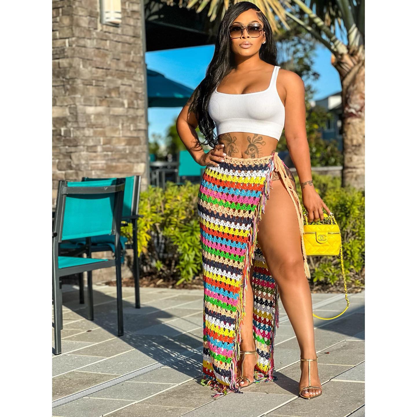 Hooked Tassel Strap Casual Beach Skirt