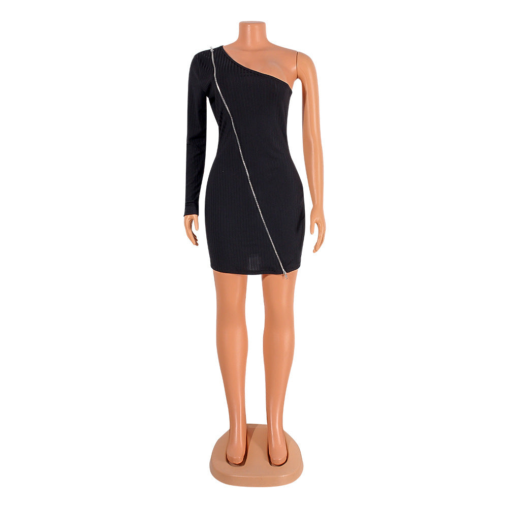 Thread Irregular Single Sleeve Dress