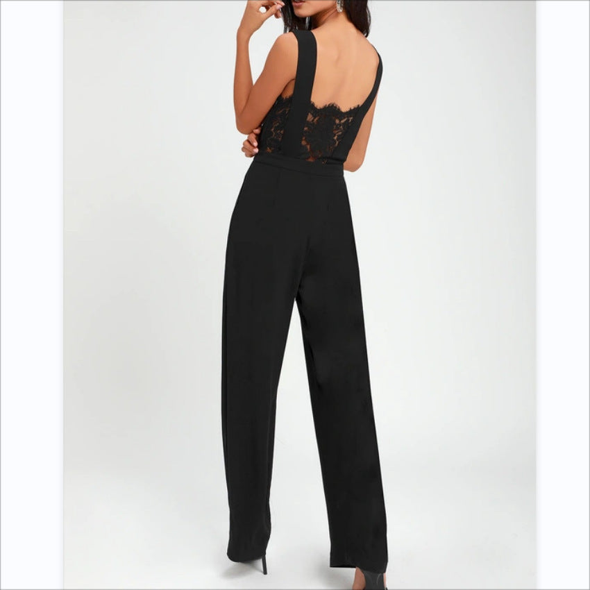Lady's One-piece Lace Backless Deep V
