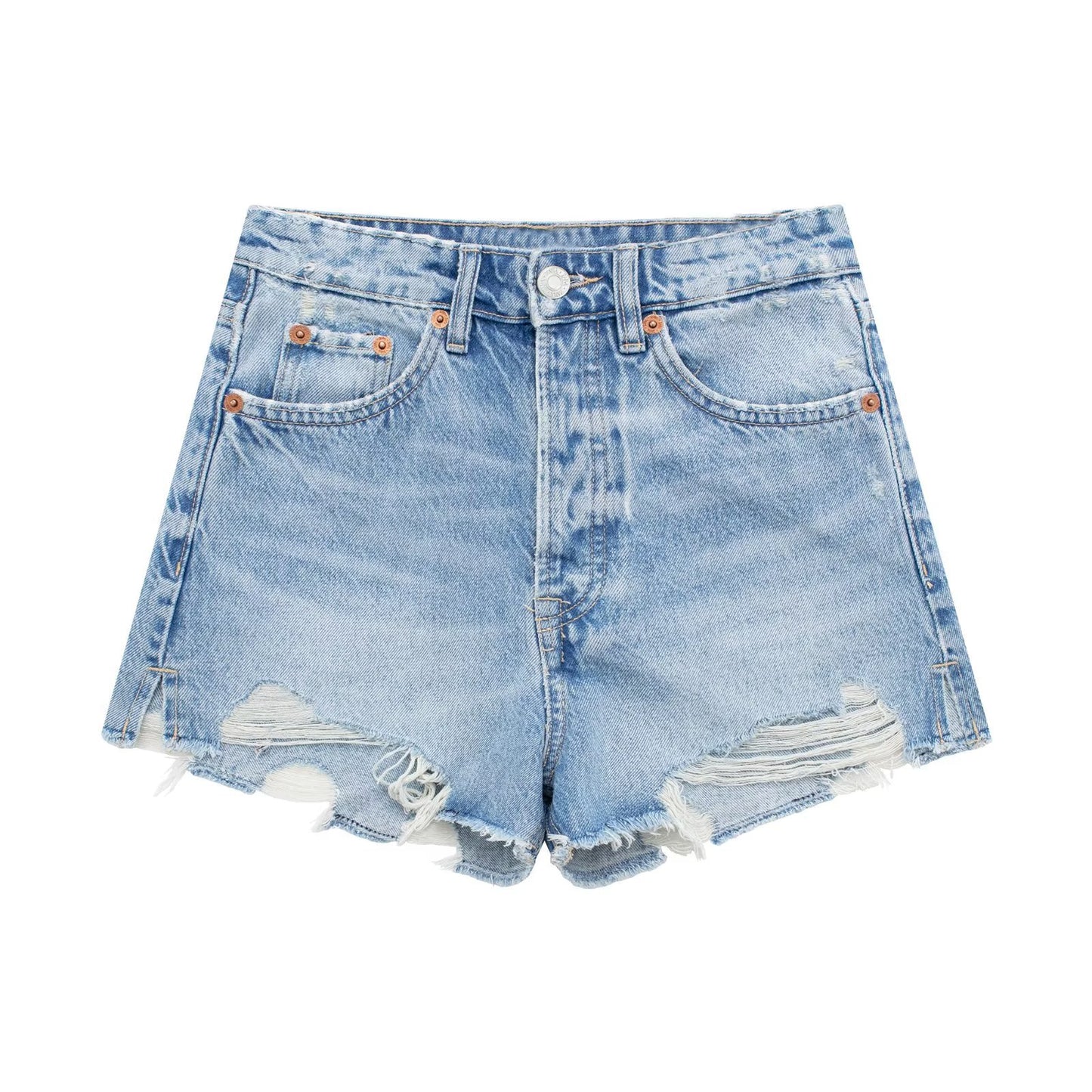 Women's American Retro Fashion Slimming High Waist Denim Shorts