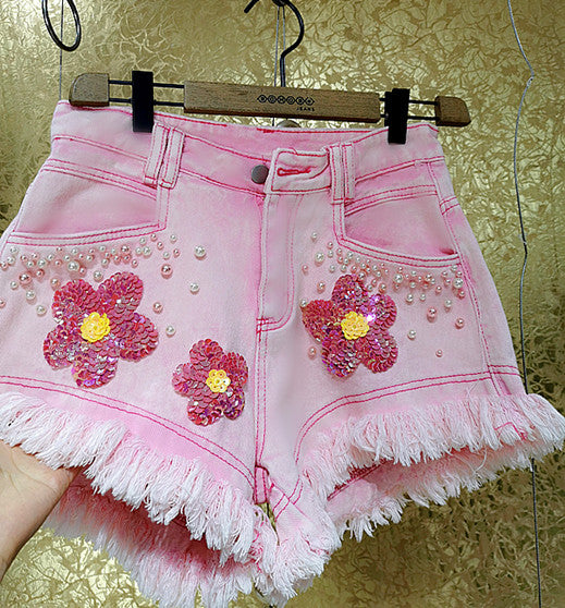 Women's Fashion Fringe Edge Denim Shorts