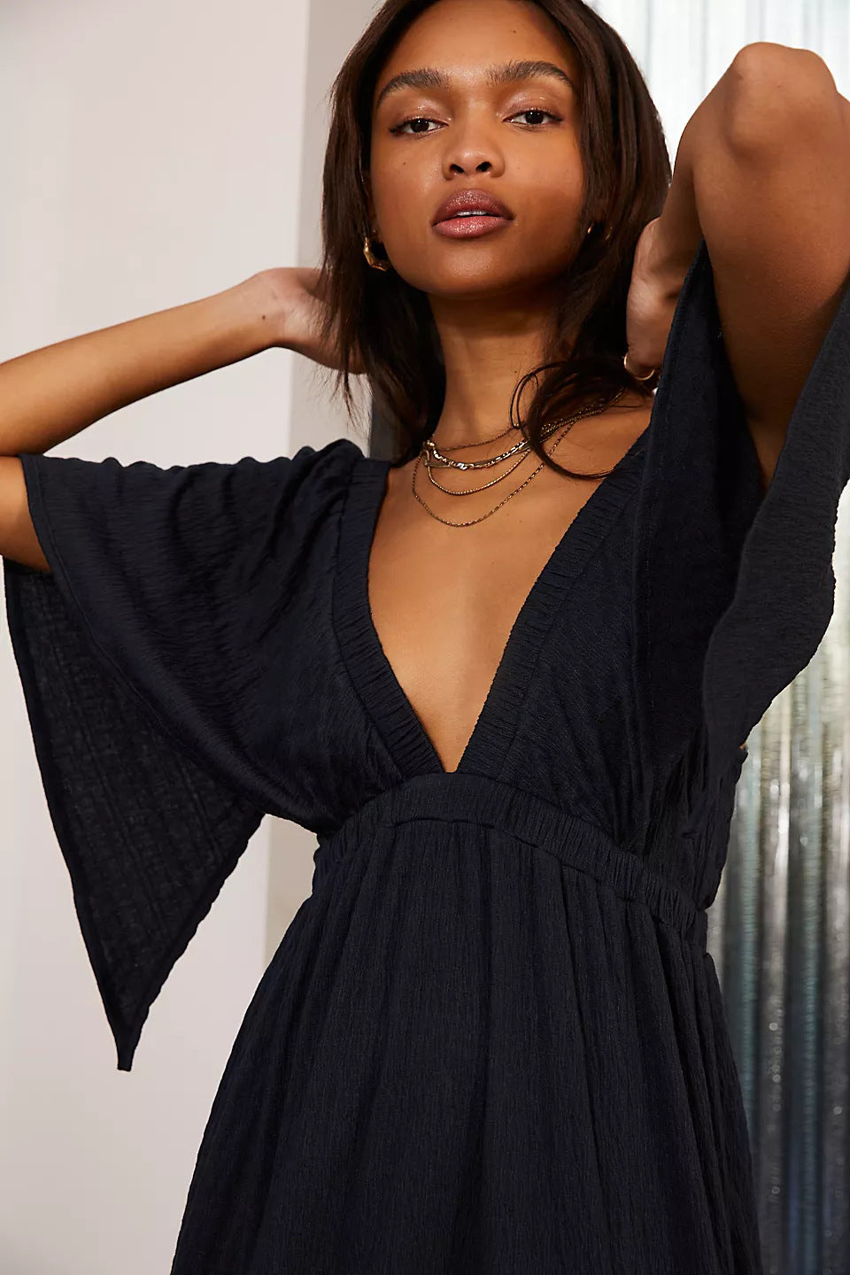 Leisure Fashion Summer V-neck Loose Long Dress