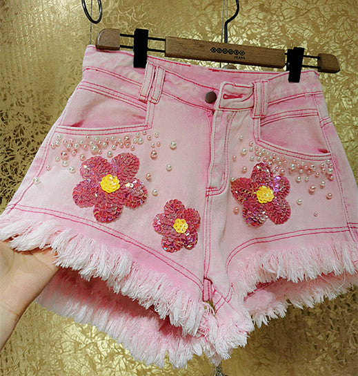 Women's Fashion Fringe Edge Denim Shorts