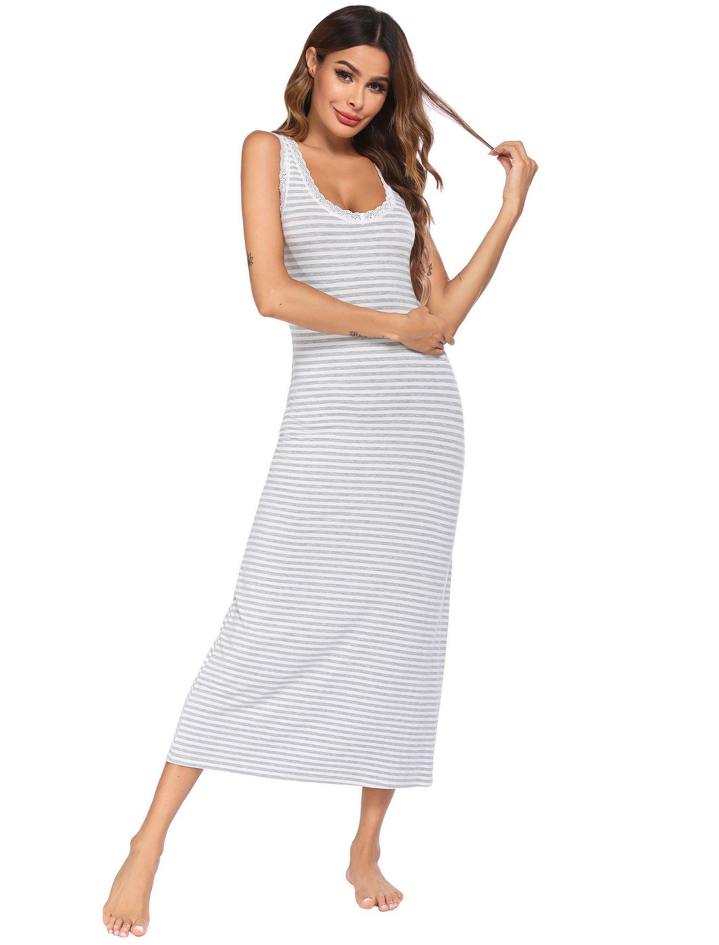 Summer Women's Casual Striped Dress Vest Long