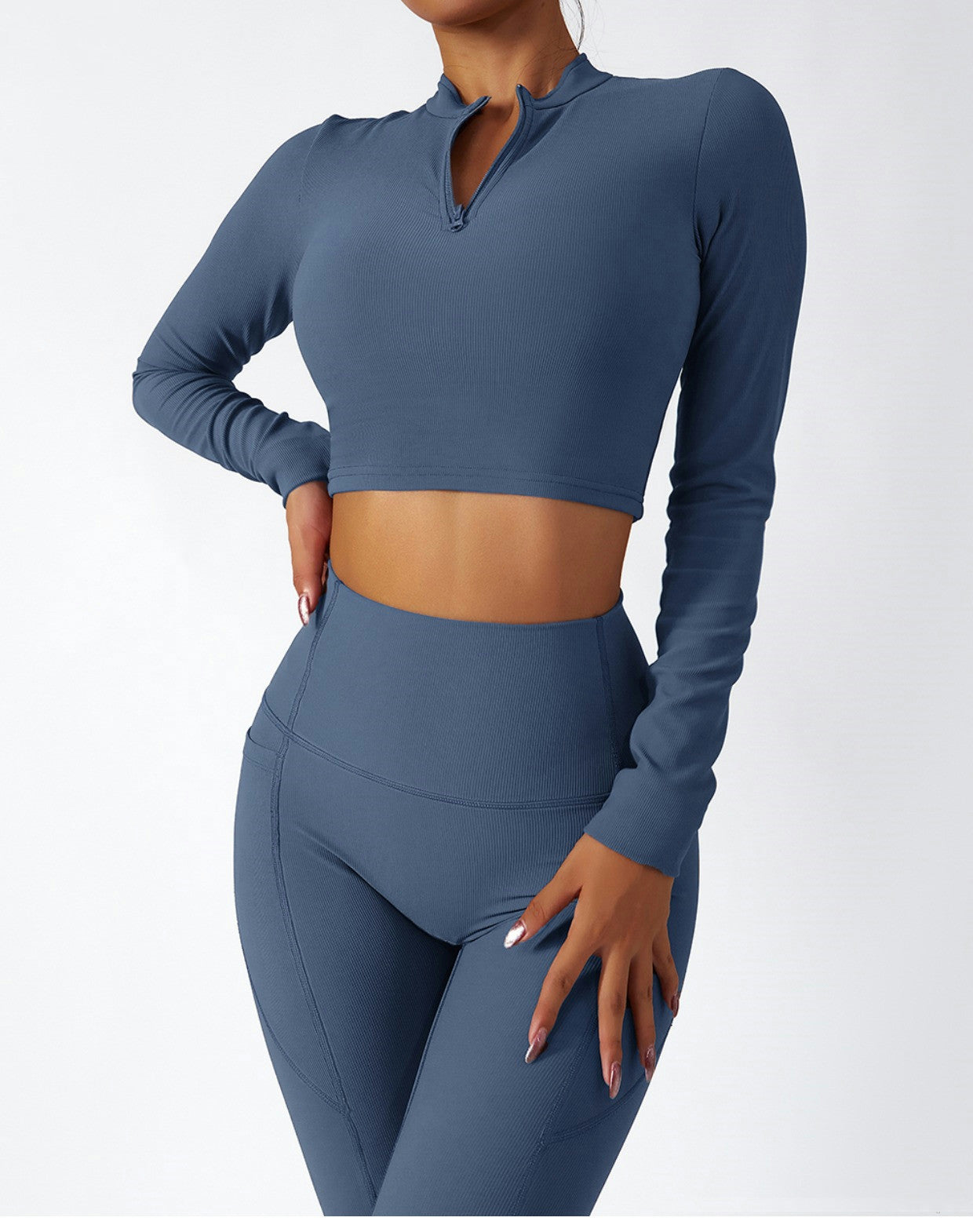 Long Sleeve Yoga Suit Running Training Belt Chest Pad Top