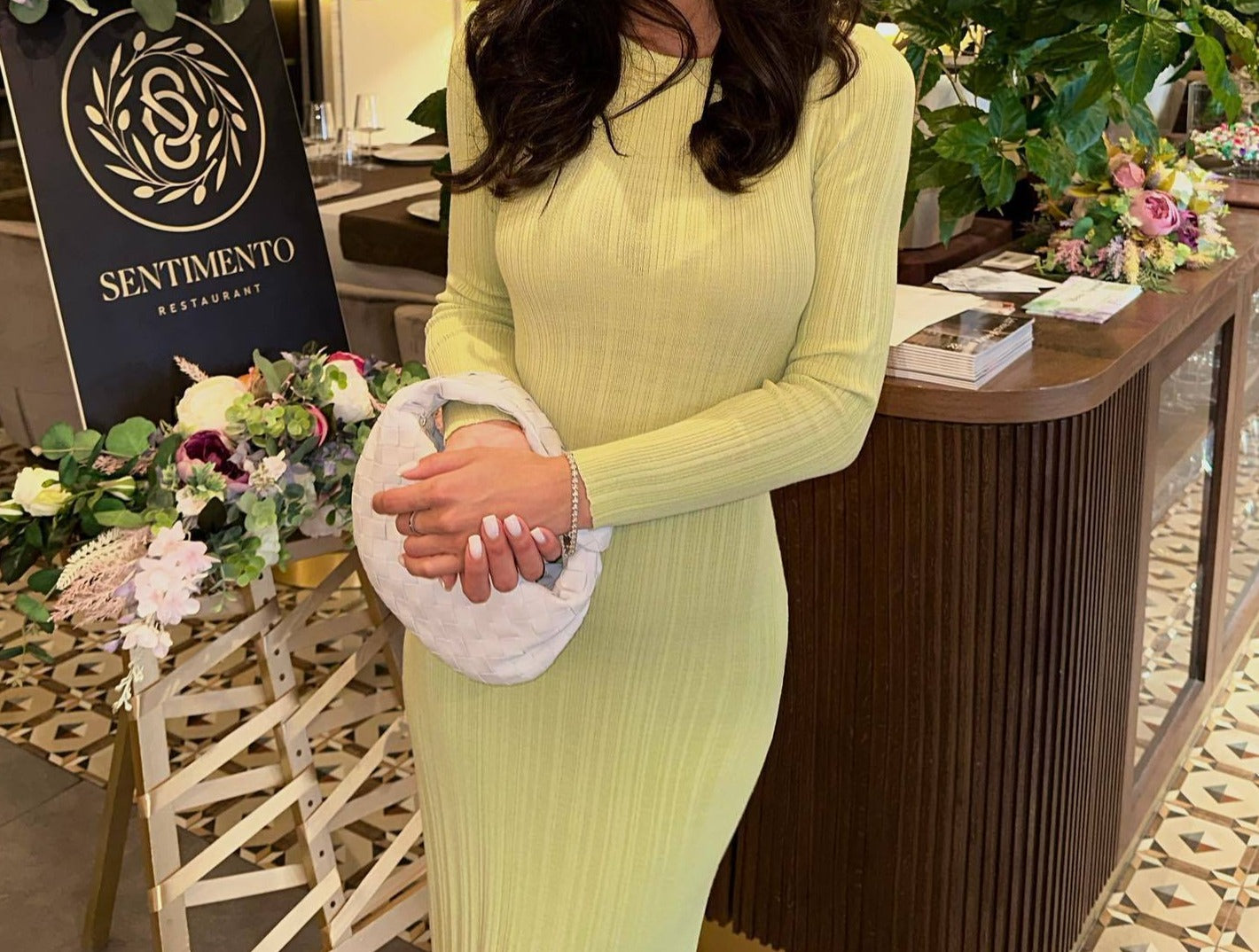 Covering Yarn Slimming Long-sleeved Knitted Long Dress Women
