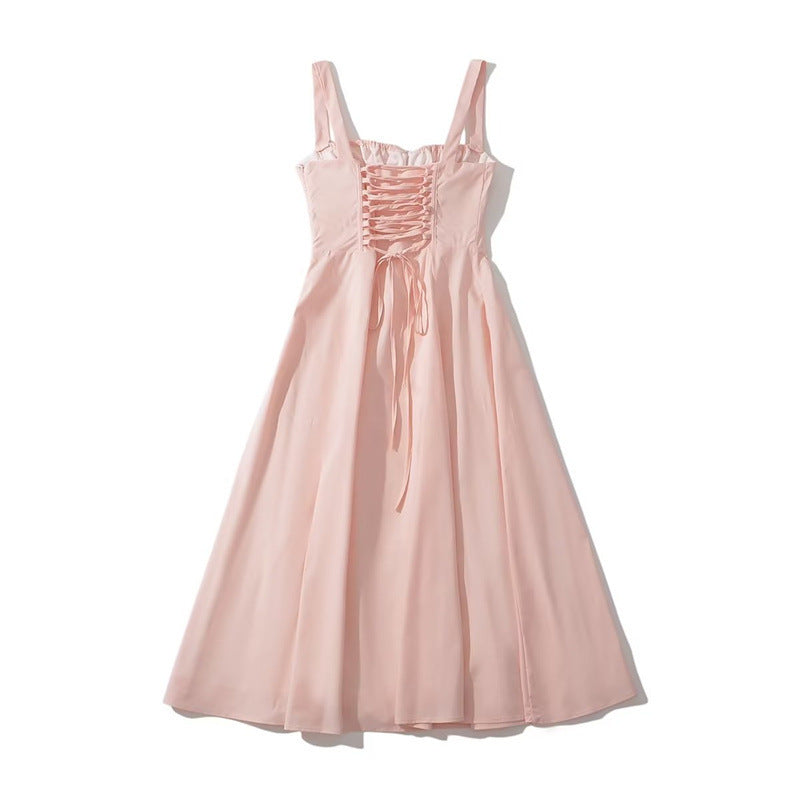 Women's Elegant Corset Lace Up Slim Fit Split Sling Dress