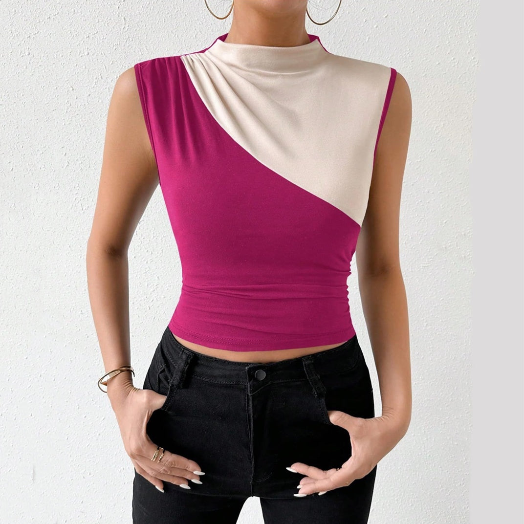 Sleeveless Slim Top Women's Half Turtleneck