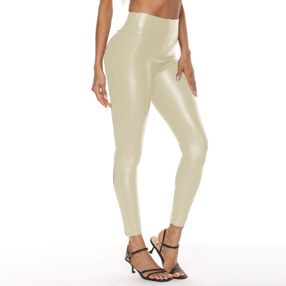 New Multicolor Leather Pants With High Waist And Hips