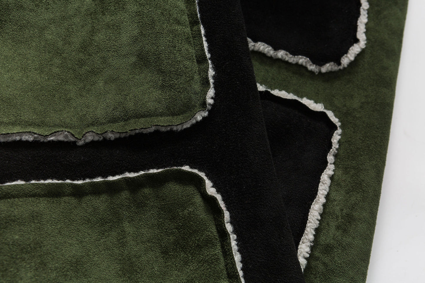 Color Contrast Patchwork Suede Lambswool Coat