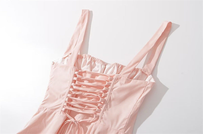 Women's Elegant Corset Lace Up Slim Fit Split Sling Dress
