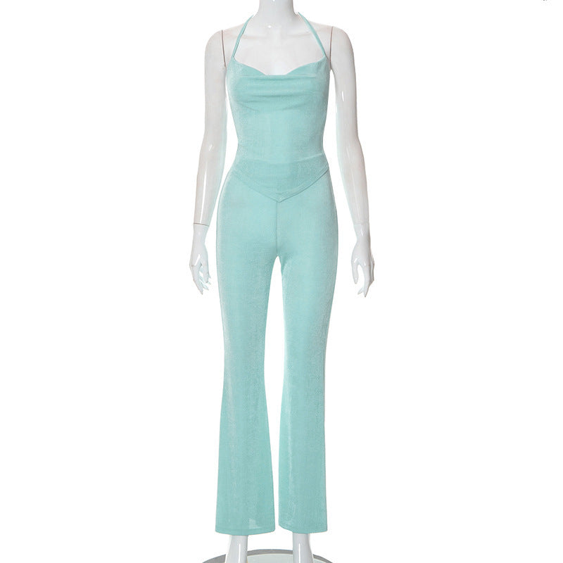 Ladies Fashion Lace Up Tube Top Slim Fit Hip Lift Casual Pants