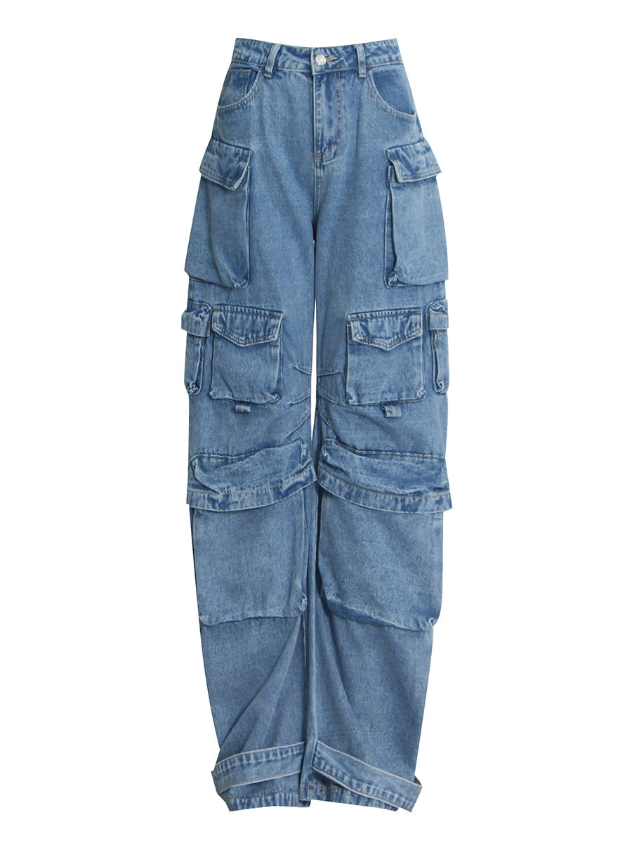 Fashion High-waisted Personalized Stitching Denim