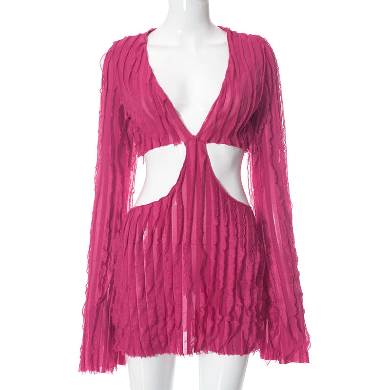 Mesh Wave Pattern Sexy Sheath Dress
