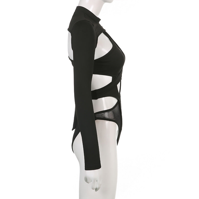 Women's Cross-cut Open-back Tie One-piece