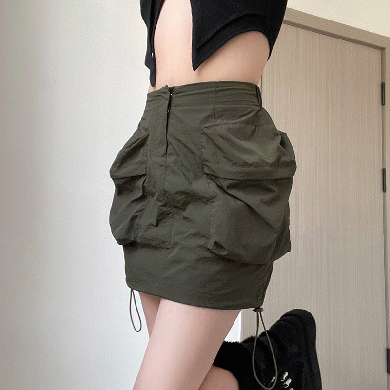Women's Drawstring Woven Overalls Skirt