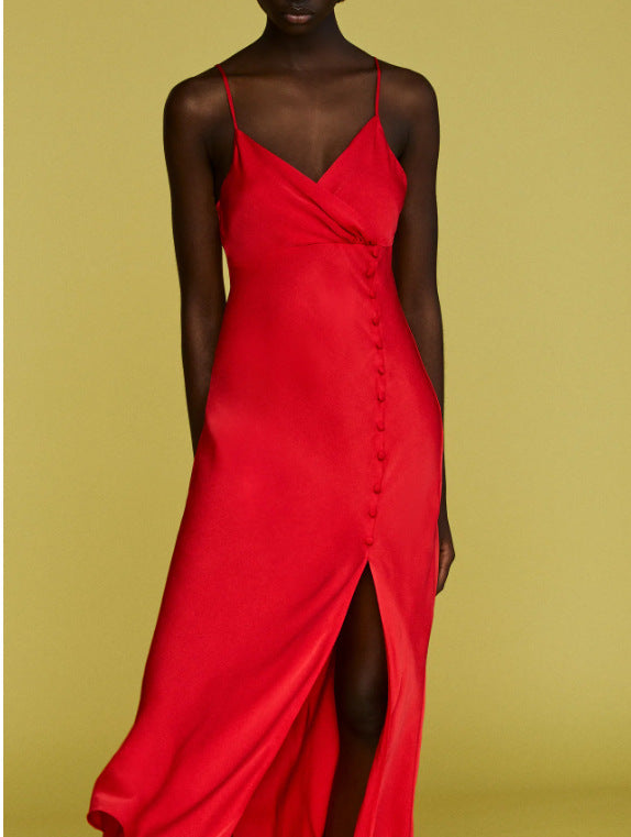 Satin Texture With Black Buttons And Underwear Style