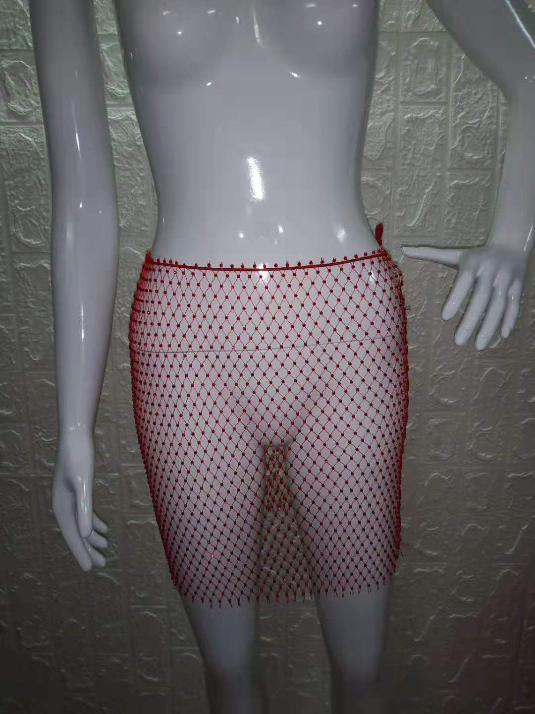 Women's Mesh Solid Diamond Skirt