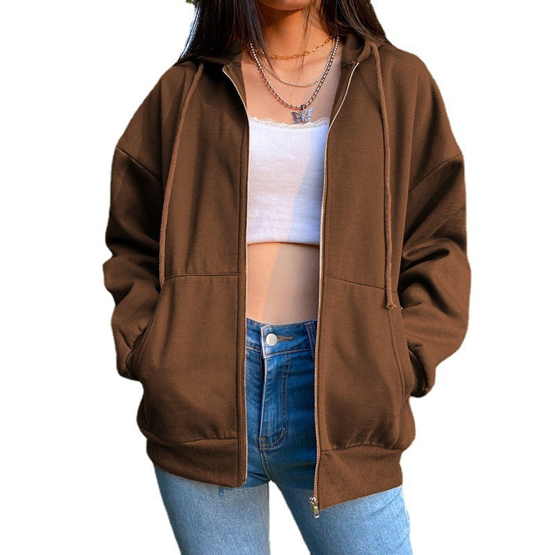Fashion Loose Street Zip Top