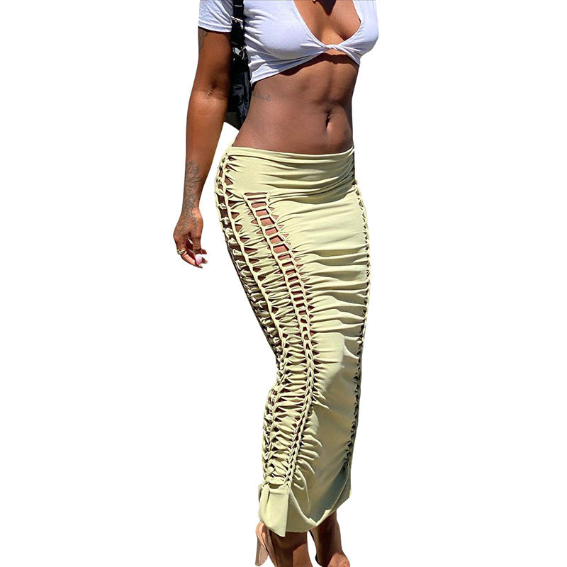 Pleated Strappy Temperament Slim Skirt