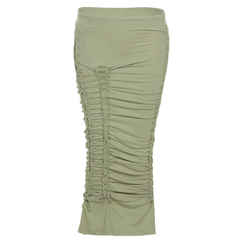 Pleated Strappy Temperament Slim Skirt