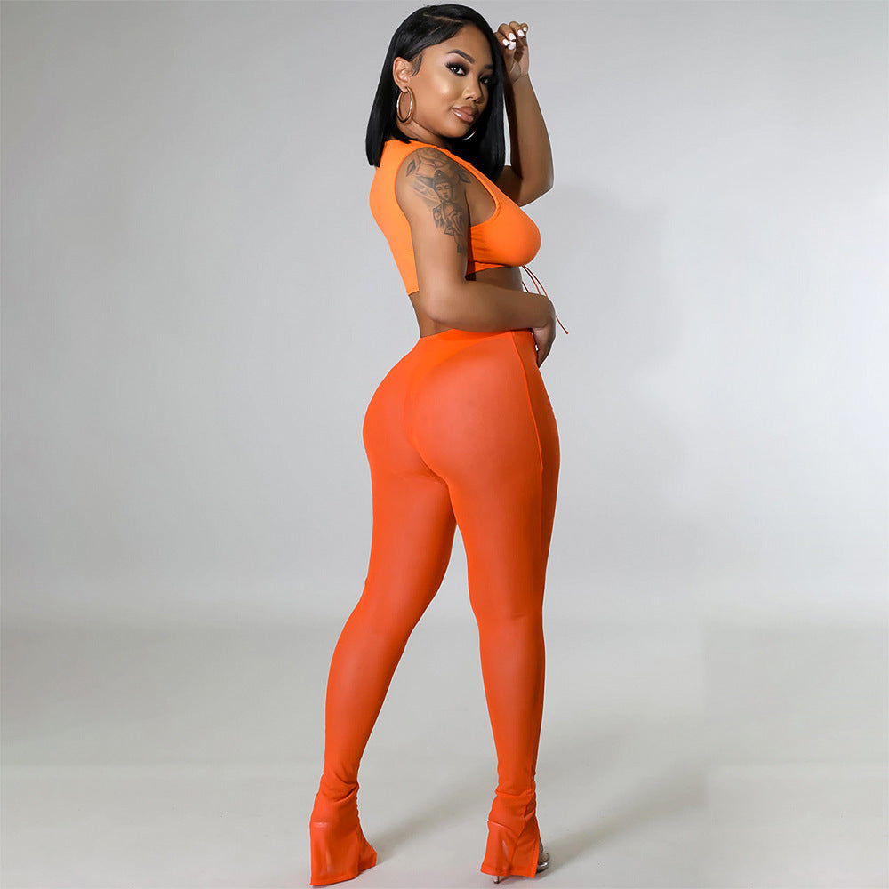 Women's Fashion Skinny Mesh See-Through Leggings